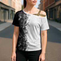 Hawaii Tropical Plant Monochrome Cross Shoulder Shirt Vibrant Polynesian Pattern LT01 - Polynesian Pride