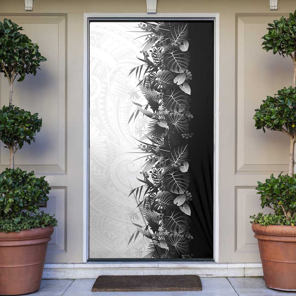 Hawaii Tropical Plant Monochrome Door Cover Vibrant Polynesian Pattern LT01 Black - Polynesian Pride