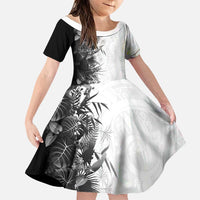 Hawaii Tropical Plant Monochrome Family Matching Mermaid Dress and Hawaiian Shirt Vibrant Polynesian Pattern