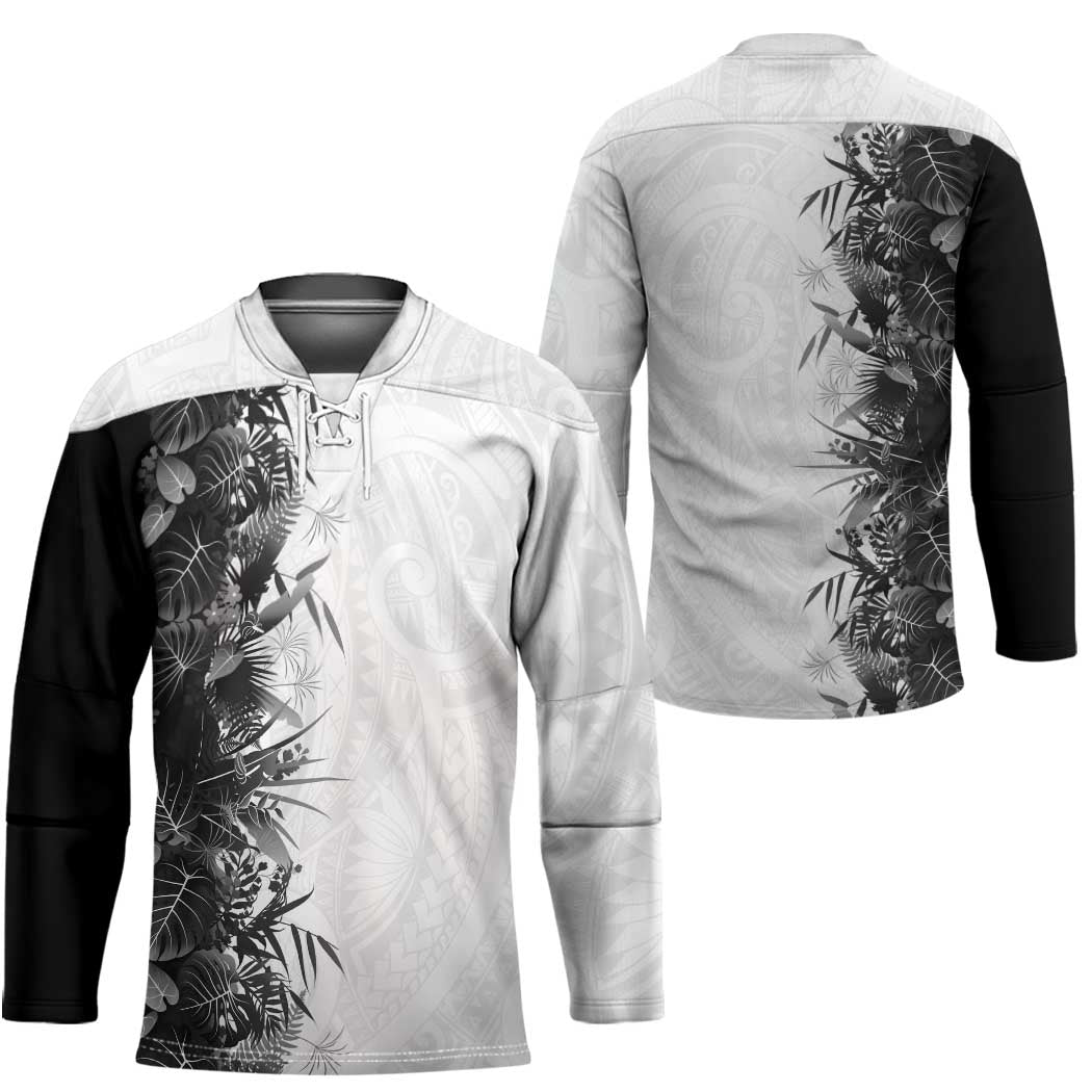 Hawaii Tropical Plant Monochrome Hockey Jersey Vibrant Polynesian Pattern LT01 - Polynesian Pride