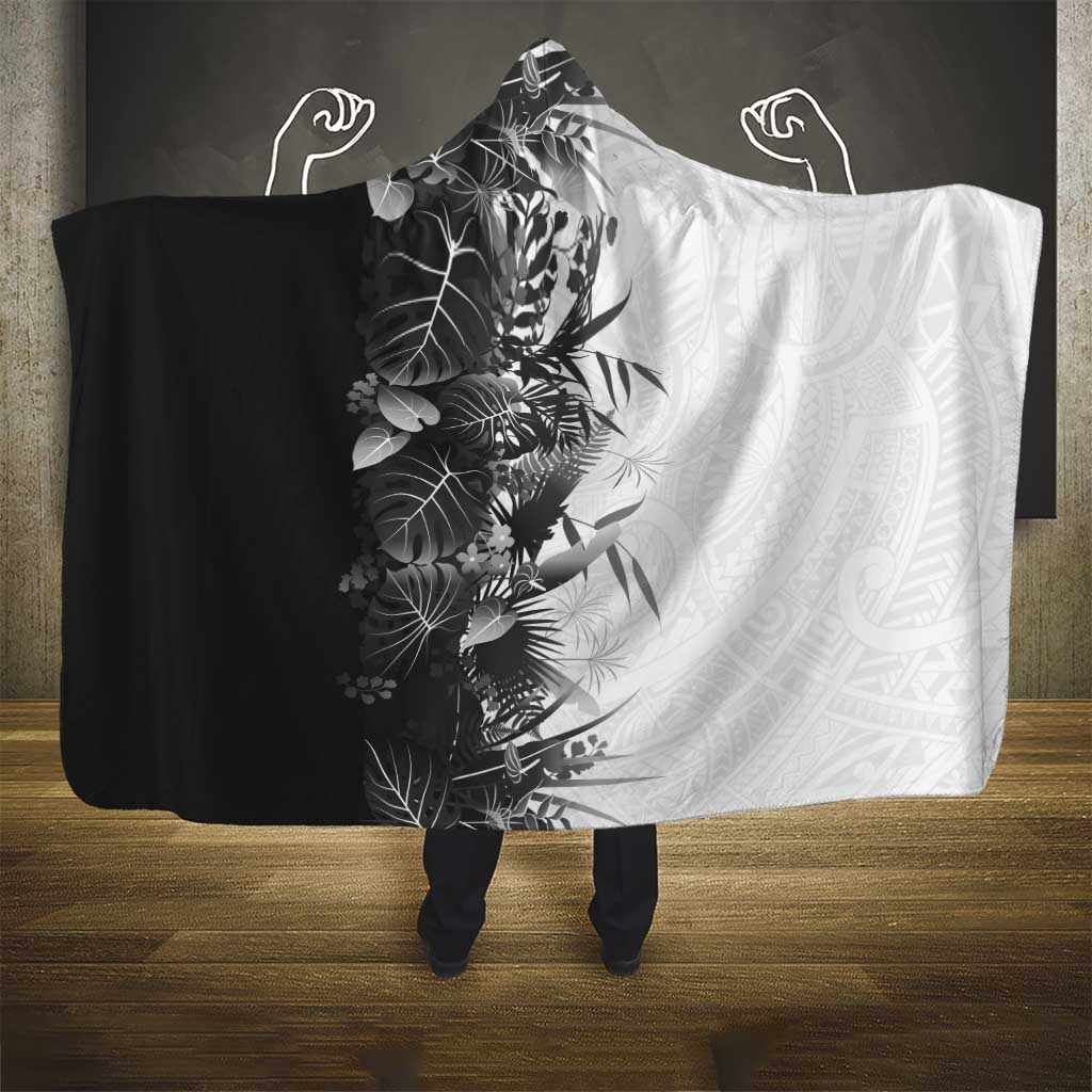 Hawaii Tropical Plant Monochrome Hooded Blanket Vibrant Polynesian Pattern LT01 - Polynesian Pride