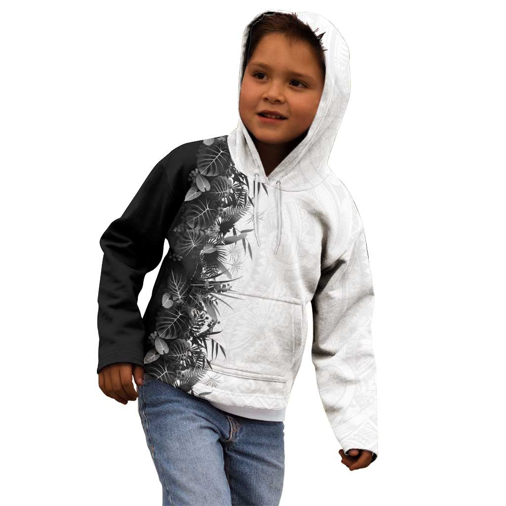 Hawaii Tropical Plant Monochrome Kid Hoodie Vibrant Polynesian Pattern LT01 - Polynesian Pride