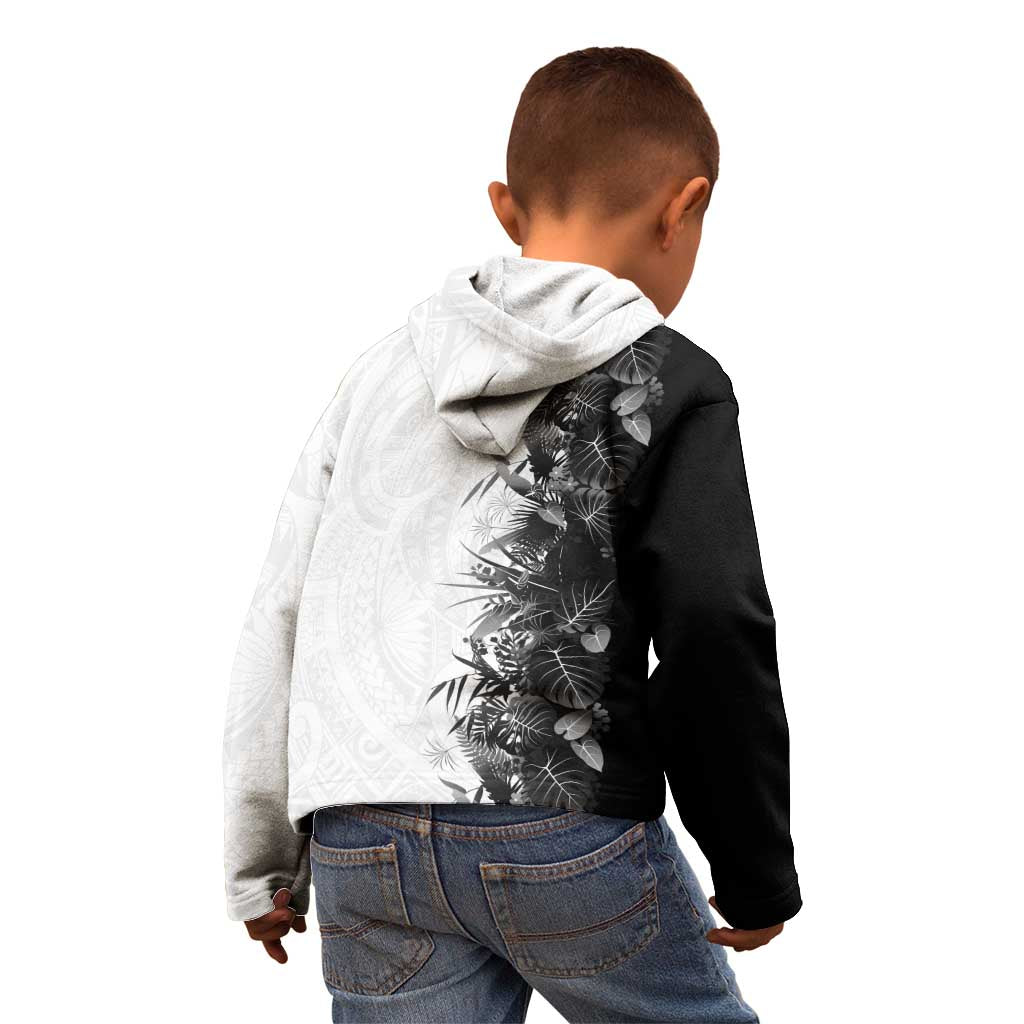 Hawaii Tropical Plant Monochrome Kid Hoodie Vibrant Polynesian Pattern LT01 - Polynesian Pride