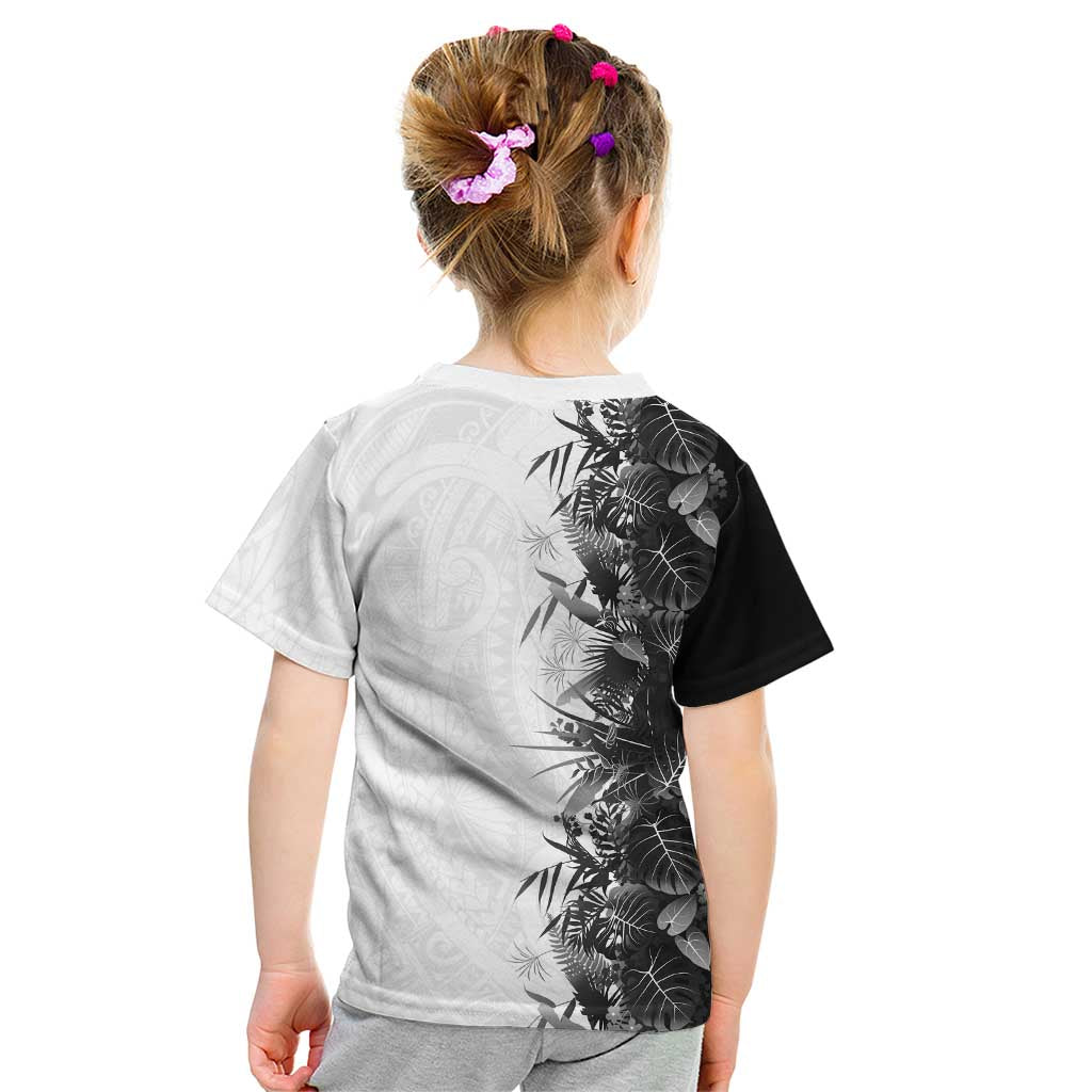 Hawaii Tropical Plant Monochrome Kid T Shirt Vibrant Polynesian Pattern LT01 - Polynesian Pride