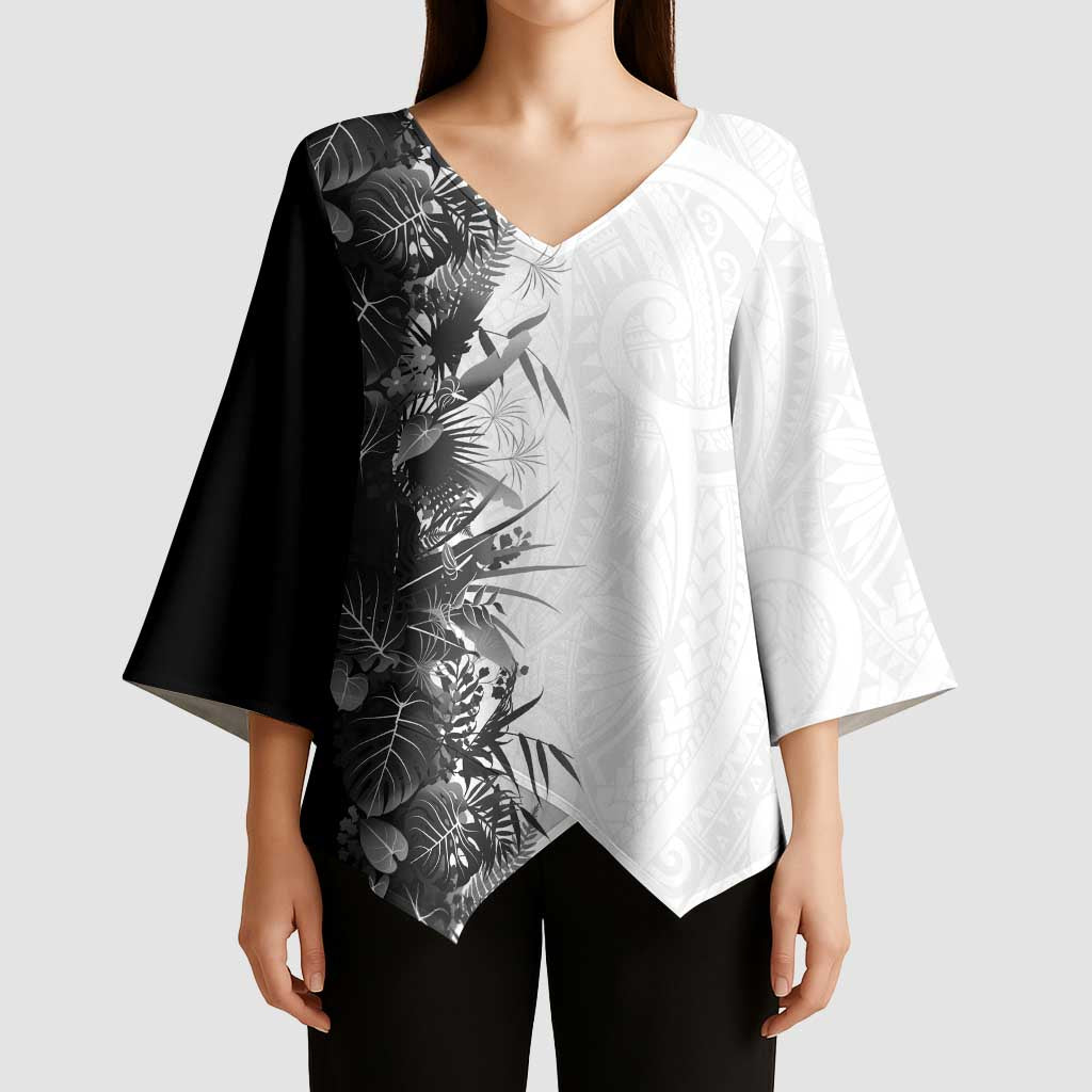 Hawaii Tropical Plant Monochrome Kimono Sleeve Blouse Vibrant Polynesian Pattern LT01 - Polynesian Pride