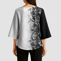 Hawaii Tropical Plant Monochrome Kimono Sleeve Blouse Vibrant Polynesian Pattern LT01 - Polynesian Pride