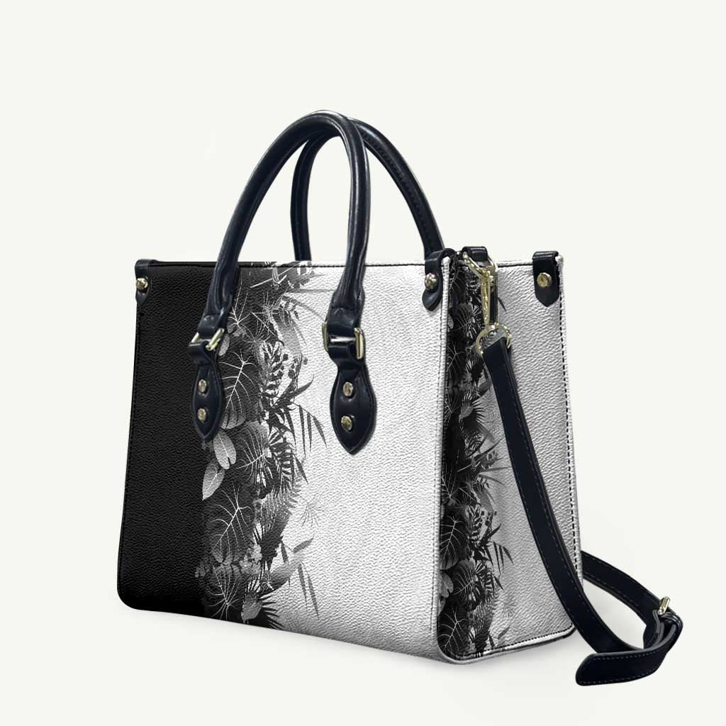 Hawaii Tropical Plant Monochrome Leather Bag Vibrant Polynesian Pattern LT01 Black - Polynesian Pride