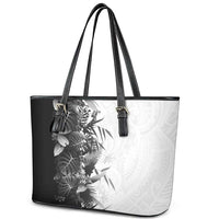 Hawaii Tropical Plant Monochrome Leather Tote Bag Vibrant Polynesian Pattern LT01 - Polynesian Pride