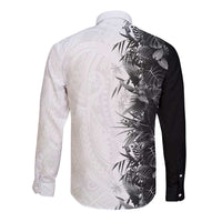 Hawaii Tropical Plant Monochrome Long Sleeve Button Shirt Vibrant Polynesian Pattern LT01 - Polynesian Pride