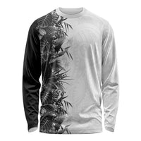 Hawaii Tropical Plant Monochrome Long Sleeve Shirt Vibrant Polynesian Pattern LT01 Unisex Black - Polynesian Pride