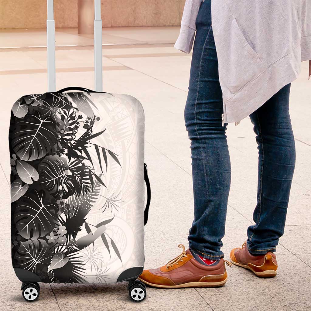 Hawaii Tropical Plant Monochrome Luggage Cover Vibrant Polynesian Pattern LT01 Black - Polynesian Pride