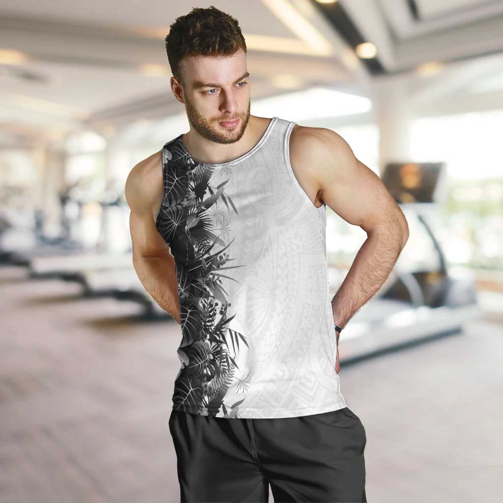 Hawaii Tropical Plant Monochrome Men Tank Top Vibrant Polynesian Pattern LT01 Black - Polynesian Pride