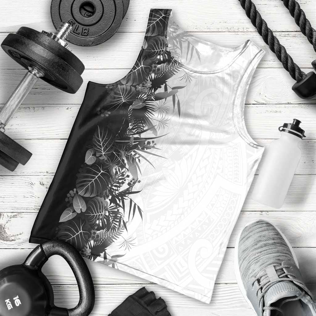 Hawaii Tropical Plant Monochrome Men Tank Top Vibrant Polynesian Pattern LT01 - Polynesian Pride