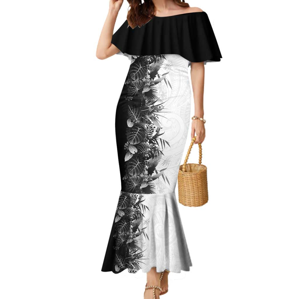 Hawaii Tropical Plant Monochrome Mermaid Dress Vibrant Polynesian Pattern LT01 Women Black - Polynesian Pride