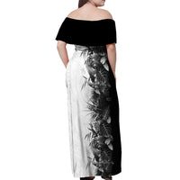 Hawaii Tropical Plant Monochrome Off Shoulder Maxi Dress Vibrant Polynesian Pattern LT01 - Polynesian Pride