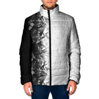 Hawaii Tropical Plant Monochrome Padded Jacket Vibrant Polynesian Pattern LT01 Men Black - Polynesian Pride