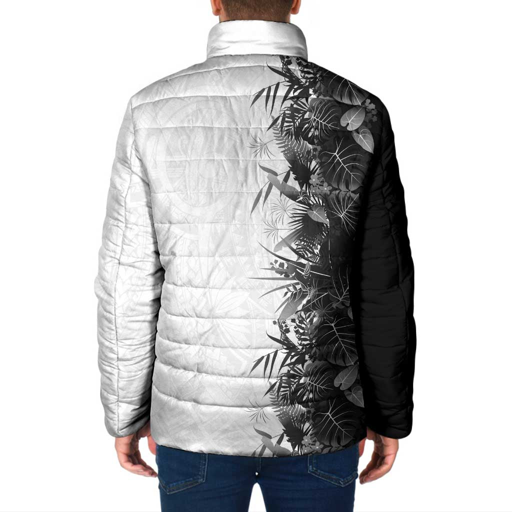 Hawaii Tropical Plant Monochrome Padded Jacket Vibrant Polynesian Pattern LT01 - Polynesian Pride