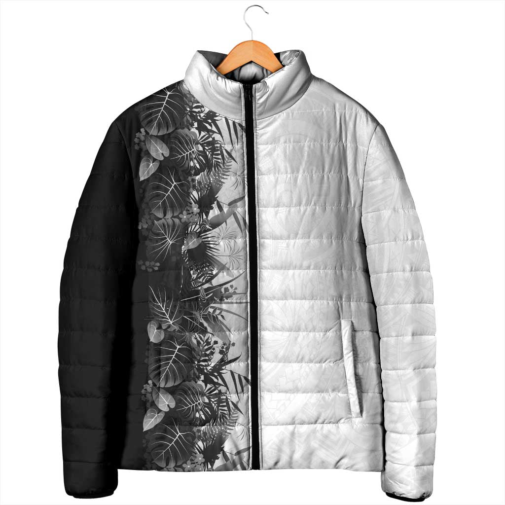 Hawaii Tropical Plant Monochrome Padded Jacket Vibrant Polynesian Pattern LT01 - Polynesian Pride