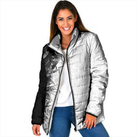 Hawaii Tropical Plant Monochrome Padded Jacket Vibrant Polynesian Pattern LT01 Women Black - Polynesian Pride