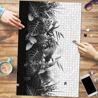 Hawaii Tropical Plant Monochrome Puzzle Vibrant Polynesian Pattern LT01 Black - Polynesian Pride
