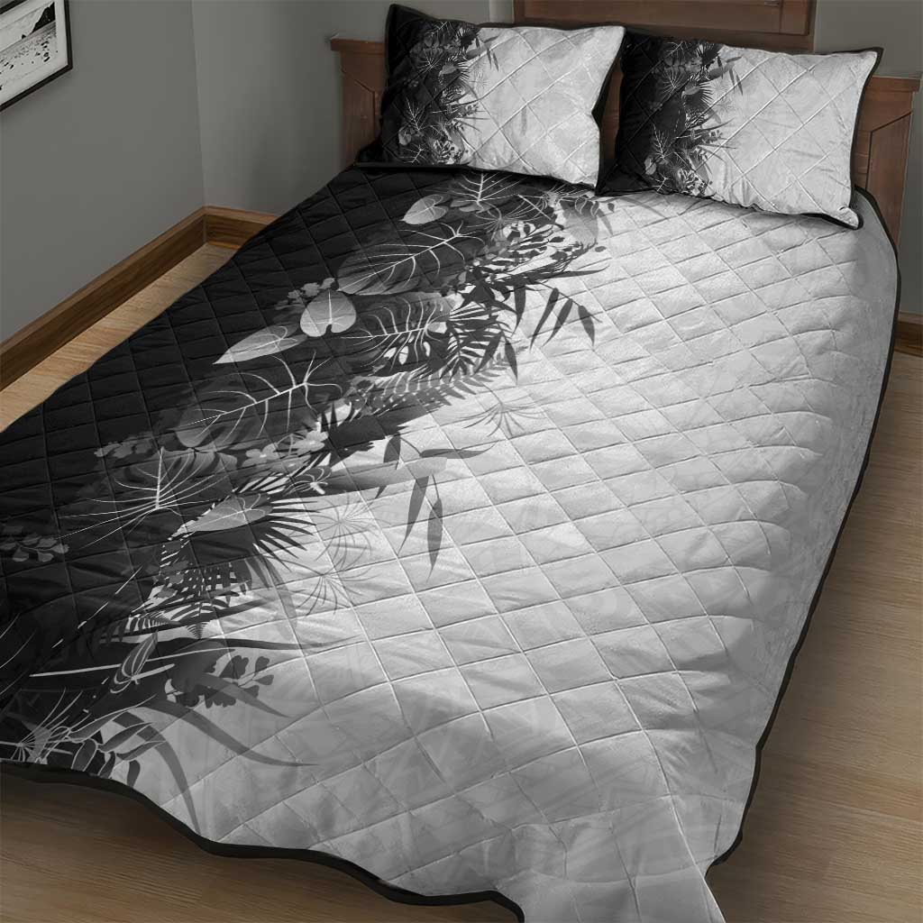 Hawaii Tropical Plant Monochrome Quilt Bed Set Vibrant Polynesian Pattern LT01 - Polynesian Pride