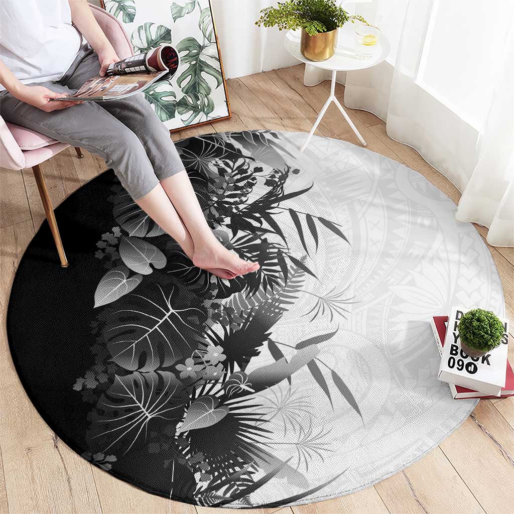 Hawaii Tropical Plant Monochrome Round Carpet Vibrant Polynesian Pattern LT01 - Polynesian Pride