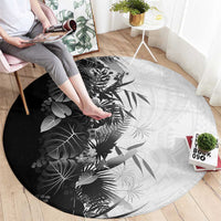 Hawaii Tropical Plant Monochrome Round Carpet Vibrant Polynesian Pattern LT01 - Polynesian Pride