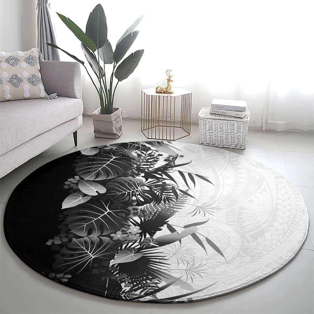 Hawaii Tropical Plant Monochrome Round Carpet Vibrant Polynesian Pattern LT01 - Polynesian Pride