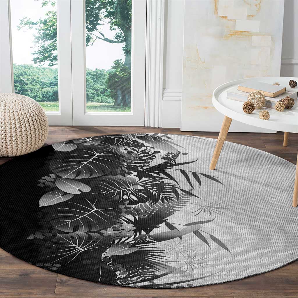 Hawaii Tropical Plant Monochrome Round Carpet Vibrant Polynesian Pattern LT01 - Polynesian Pride