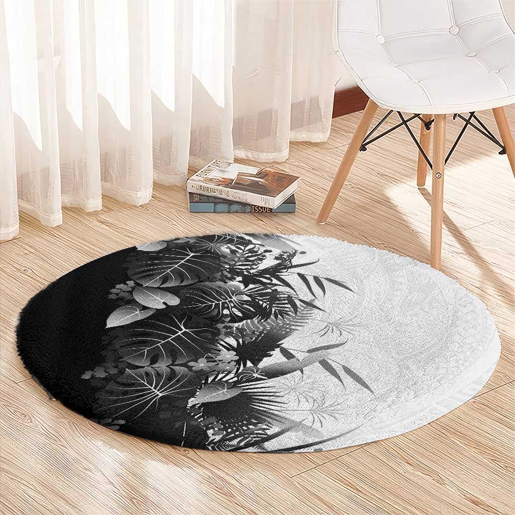 Hawaii Tropical Plant Monochrome Round Carpet Vibrant Polynesian Pattern LT01 - Polynesian Pride