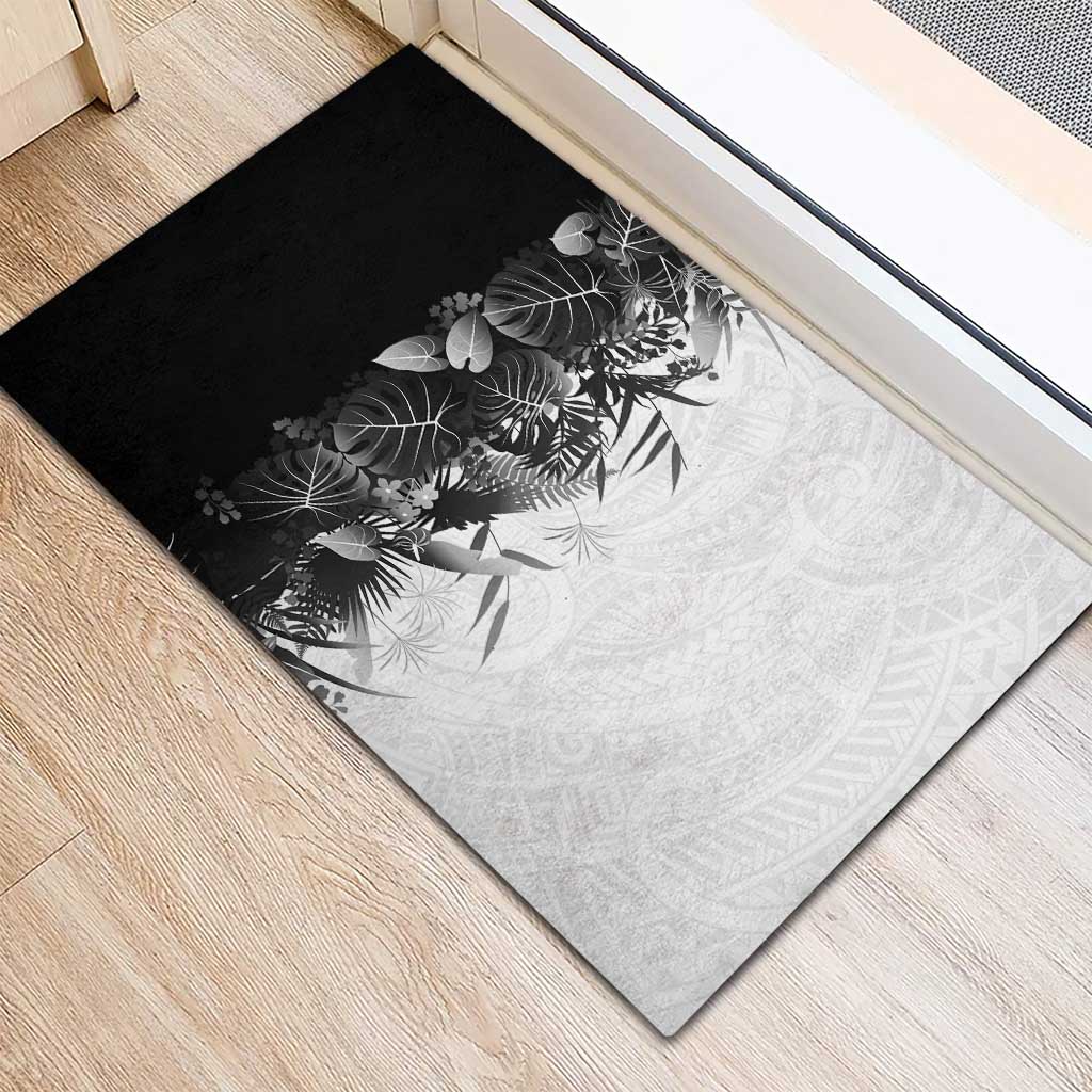 Hawaii Tropical Plant Monochrome Rubber Doormat Vibrant Polynesian Pattern LT01 - Polynesian Pride