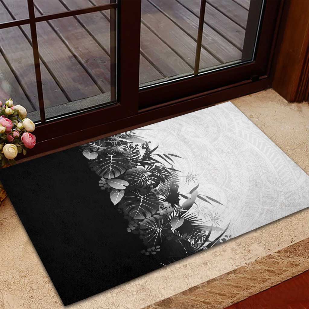 Hawaii Tropical Plant Monochrome Rubber Doormat Vibrant Polynesian Pattern LT01 - Polynesian Pride