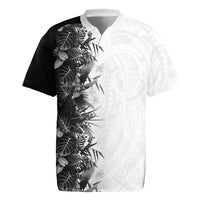 Hawaii Tropical Plant Monochrome Rugby Jersey Vibrant Polynesian Pattern LT01 Black - Polynesian Pride