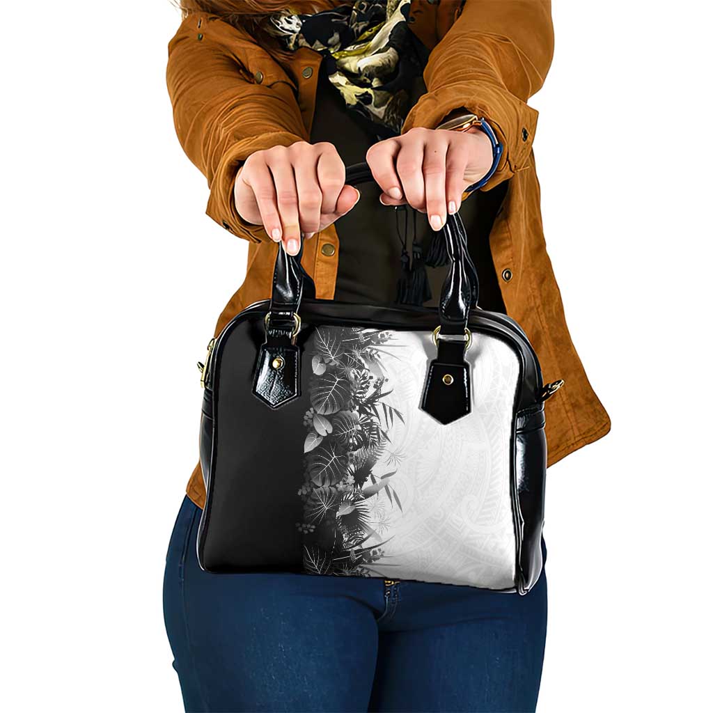 Hawaii Tropical Plant Monochrome Shoulder Handbag Vibrant Polynesian Pattern LT01 One Size Black - Polynesian Pride
