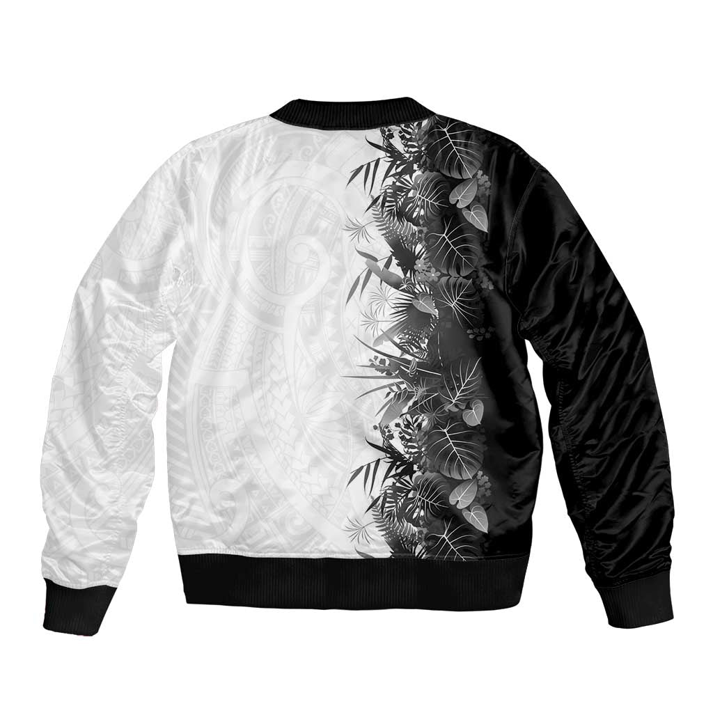 Hawaii Tropical Plant Monochrome Sleeve Zip Bomber Jacket Vibrant Polynesian Pattern LT01 - Polynesian Pride
