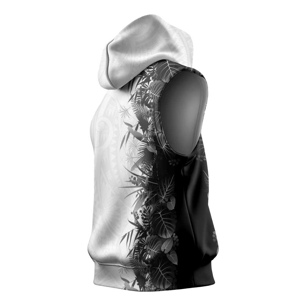 Hawaii Tropical Plant Monochrome Sleeveless Hoodie Vibrant Polynesian Pattern LT01 - Polynesian Pride