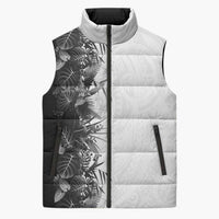 Hawaii Tropical Plant Monochrome Sleeveless Puffer Jacket Vibrant Polynesian Pattern LT01 Unisex Black - Polynesian Pride