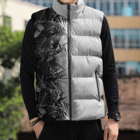 Hawaii Tropical Plant Monochrome Sleeveless Puffer Jacket Vibrant Polynesian Pattern LT01 - Polynesian Pride