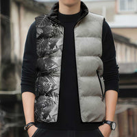 Hawaii Tropical Plant Monochrome Sleeveless Puffer Jacket Vibrant Polynesian Pattern LT01 - Polynesian Pride