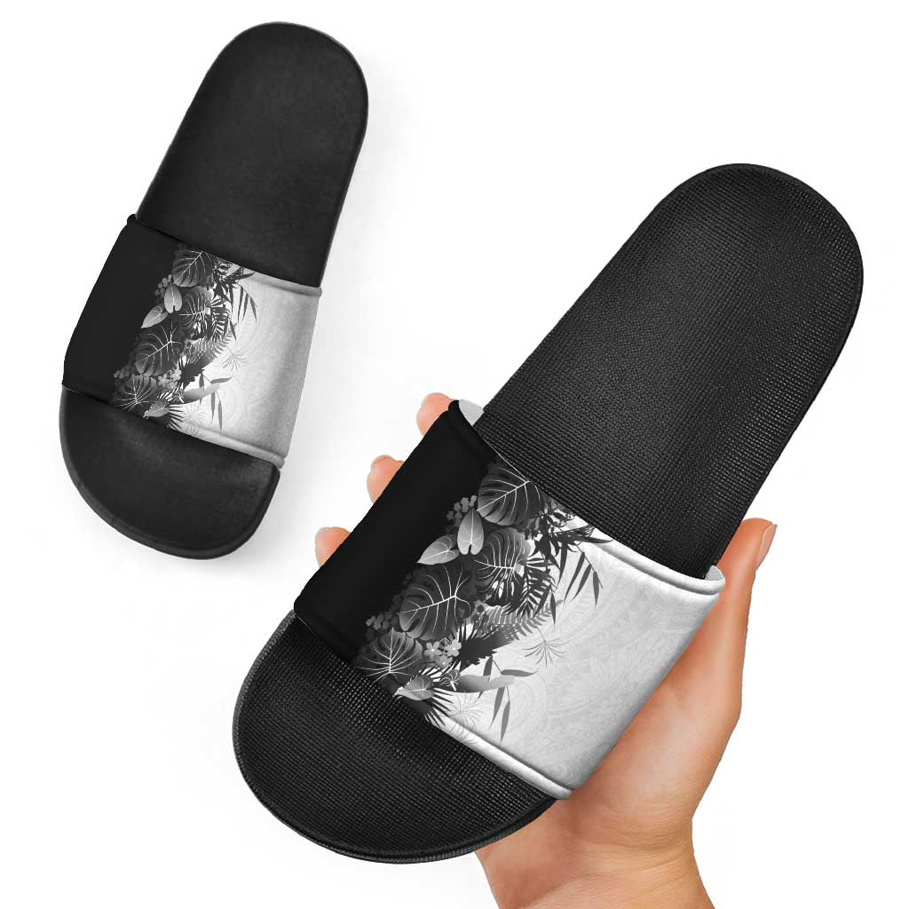 Hawaii Tropical Plant Monochrome Slide Sandals Vibrant Polynesian Pattern LT01 - Polynesian Pride