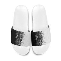 Hawaii Tropical Plant Monochrome Slide Sandals Vibrant Polynesian Pattern LT01 Black - Polynesian Pride