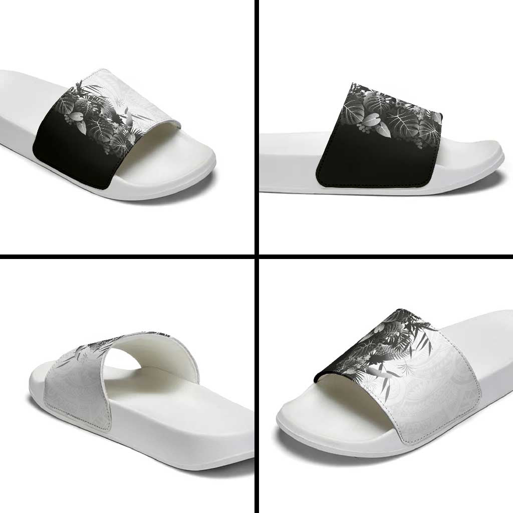 Hawaii Tropical Plant Monochrome Slide Sandals Vibrant Polynesian Pattern LT01 - Polynesian Pride