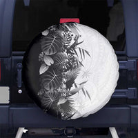 Hawaii Tropical Plant Monochrome Spare Tire Cover Vibrant Polynesian Pattern LT01 No hole Black - Polynesian Pride