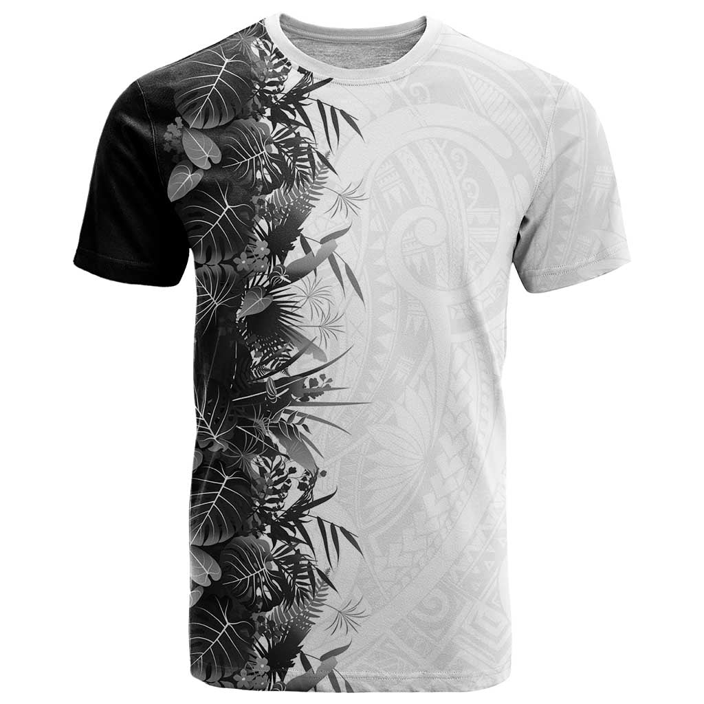 Hawaii Tropical Plant Monochrome T Shirt Vibrant Polynesian Pattern LT01 Black - Polynesian Pride