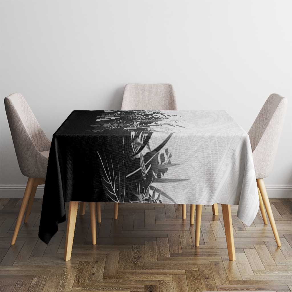 Hawaii Tropical Plant Monochrome Tablecloth Vibrant Polynesian Pattern