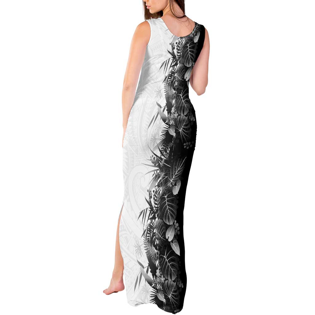 Hawaii Tropical Plant Monochrome Tank Maxi Dress Vibrant Polynesian Pattern LT01 - Polynesian Pride