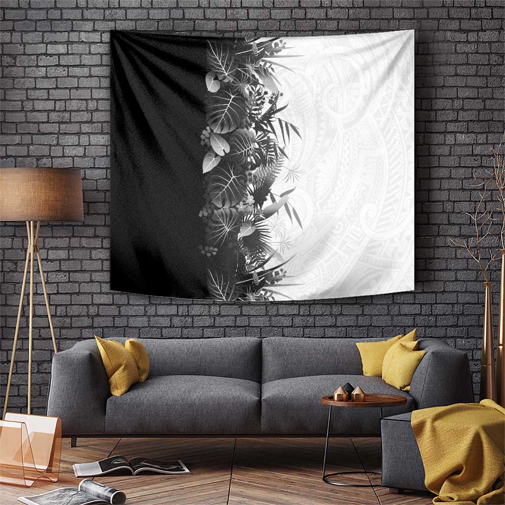 Hawaii Tropical Plant Monochrome Tapestry Vibrant Polynesian Pattern LT01 Black - Polynesian Pride