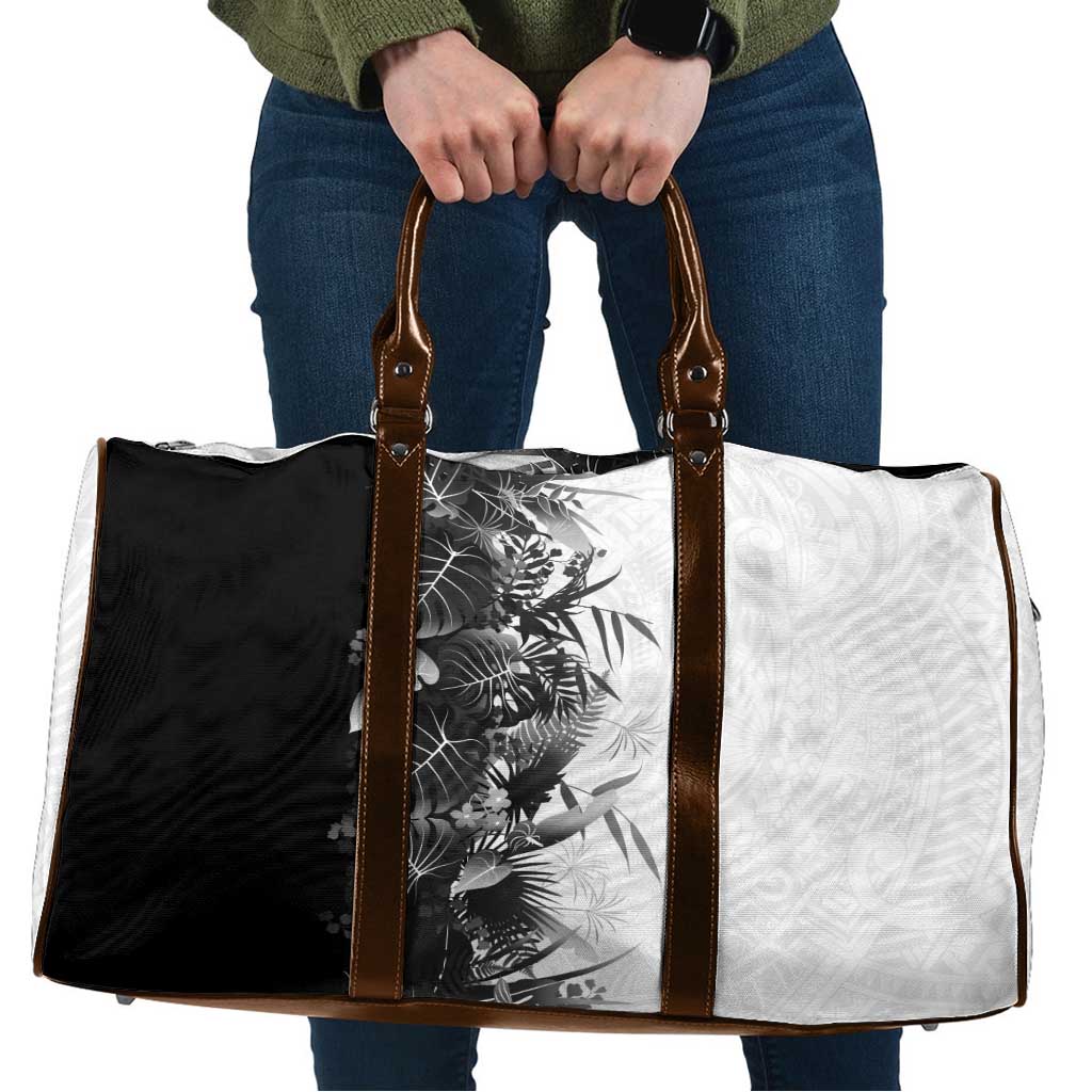 Hawaii Tropical Plant Monochrome Travel Bag Vibrant Polynesian Pattern LT01 Black - Polynesian Pride