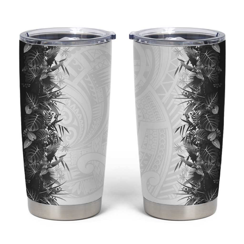 Hawaii Tropical Plant Monochrome Tumbler Cup Vibrant Polynesian Pattern LT01 Black - Polynesian Pride