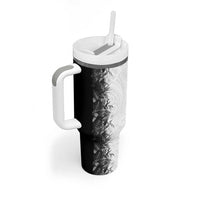 Hawaii Tropical Plant Monochrome Tumbler With Handle Vibrant Polynesian Pattern LT01 - Polynesian Pride